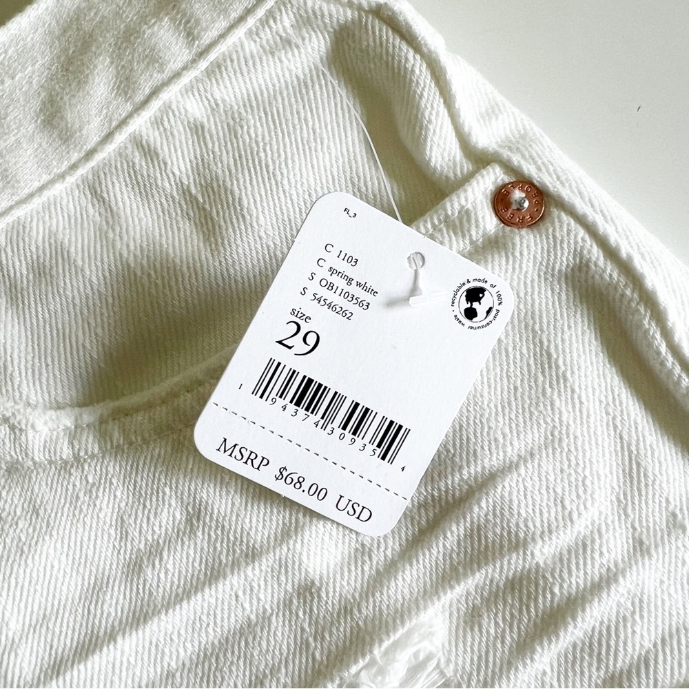 Free People Loving Good Vibrations Denim Cutoff Shorts Spring White 29 NWT - Picture 5 of 12